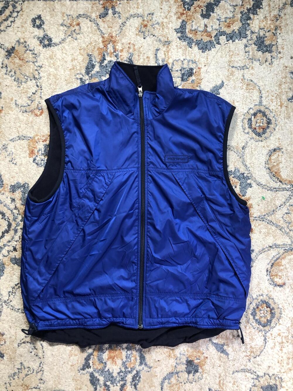 Polo Ralph Lauren Sport Vest Mens XL Blue Windbreaker Fleece Lined Full Zip